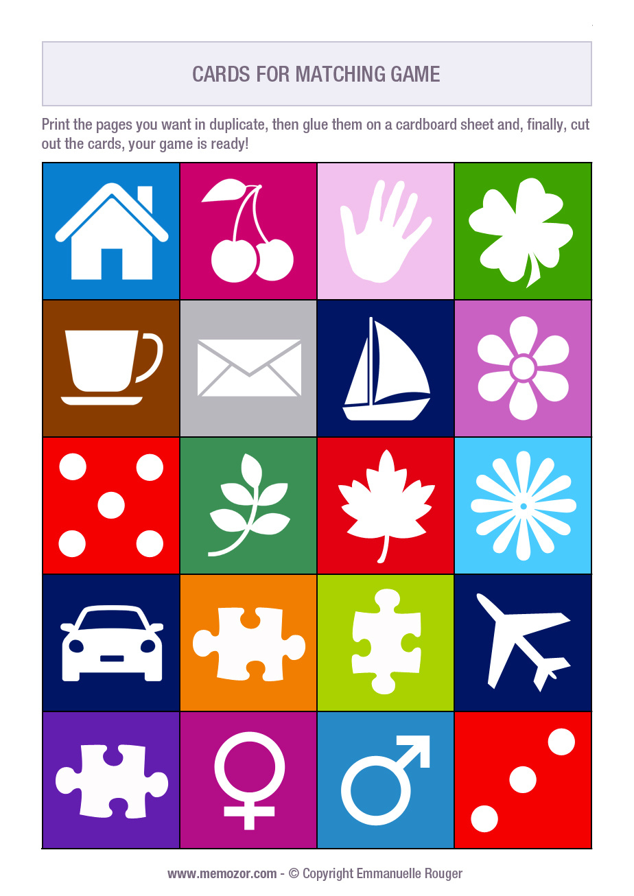 Printable Matching Game - Symbols - Print And Cut Out The Cards for Memory Games For Adults Free Printable