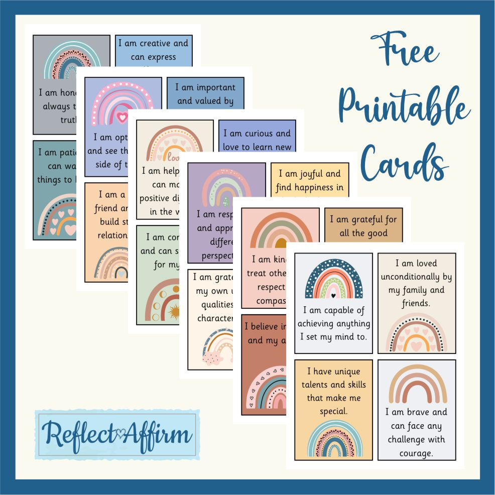 Printable Positive Affirmations - Free! - Reflect Affirm inside Free Printable Affirmation Cards