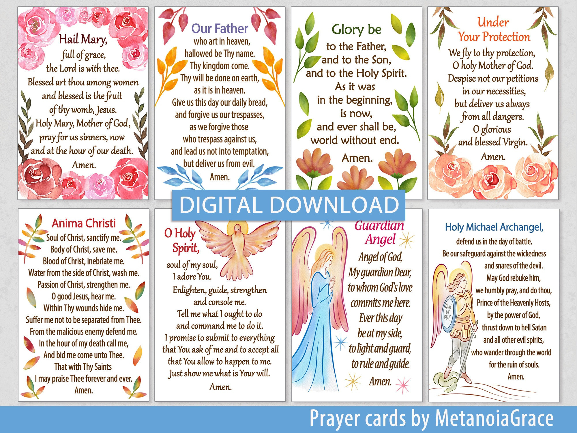 Printable Prayer Cards, Hail Mary, Our Father, Glory Be, Catholic regarding Free Printable Catholic Prayer Cards