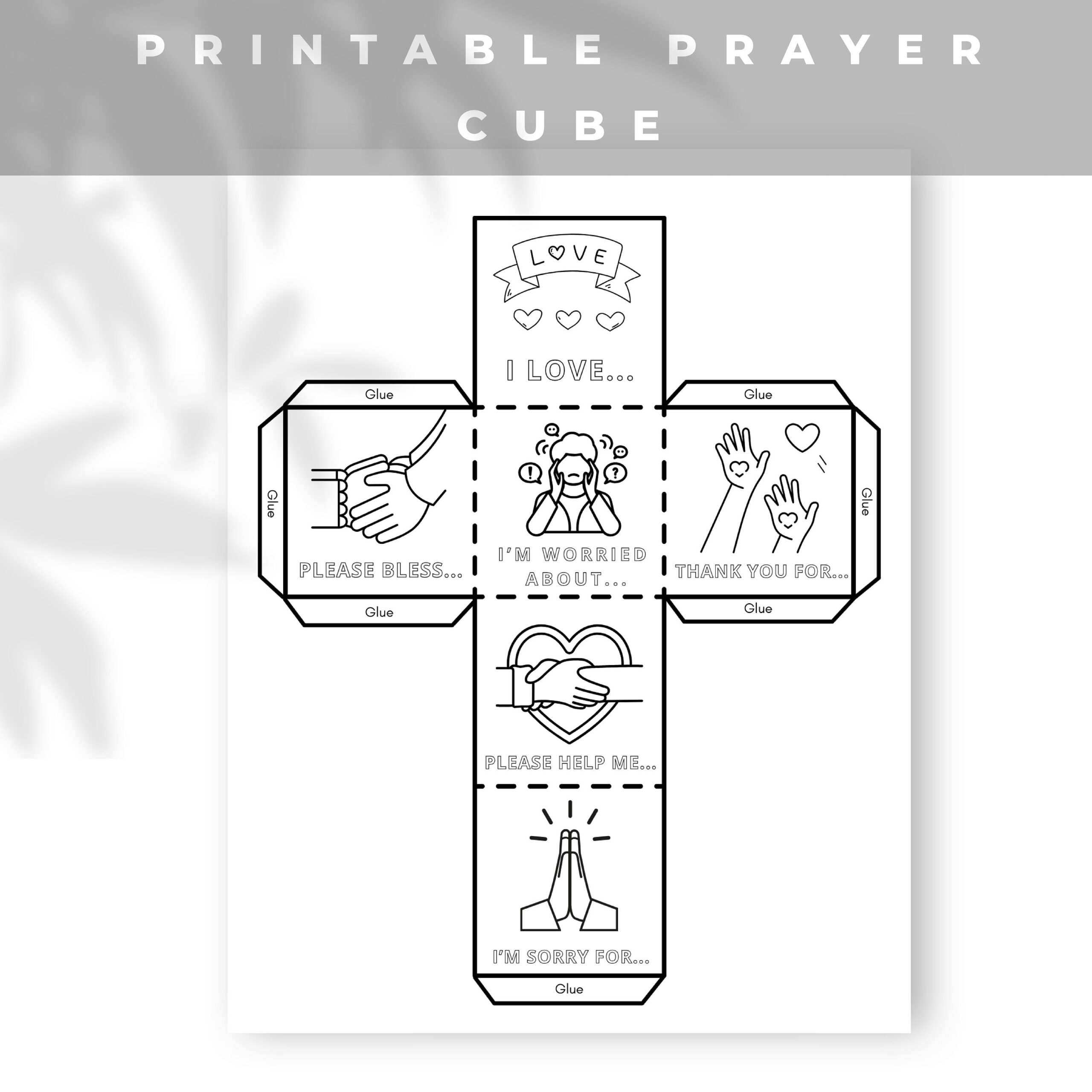 Printable Prayer Cube For Kids, Bible Coloring Page Learning Sheet throughout Prayer Cube Printable Free