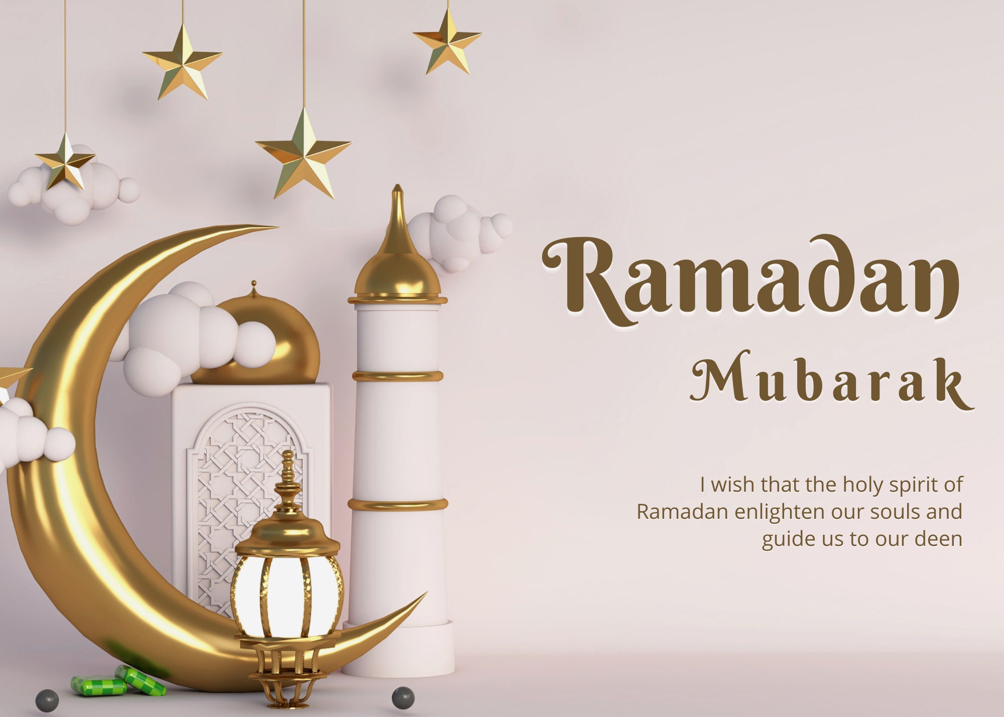 Printable Ramadan Mubarak Card | Ramadan Celebration Greeting Card for Ramadan Mubarak Cards Printable