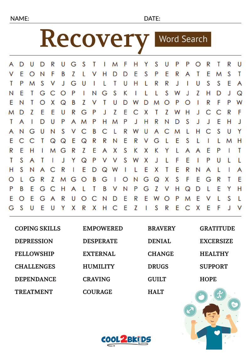 Printable Recovery Word Search - Cool2Bkids pertaining to Recovery Crossword Puzzles Printable