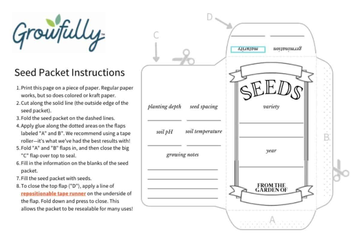 Printable Seed Packets For Seed Saving &amp;amp; Sharing - Growfully with Free Printable Seed Packet Template