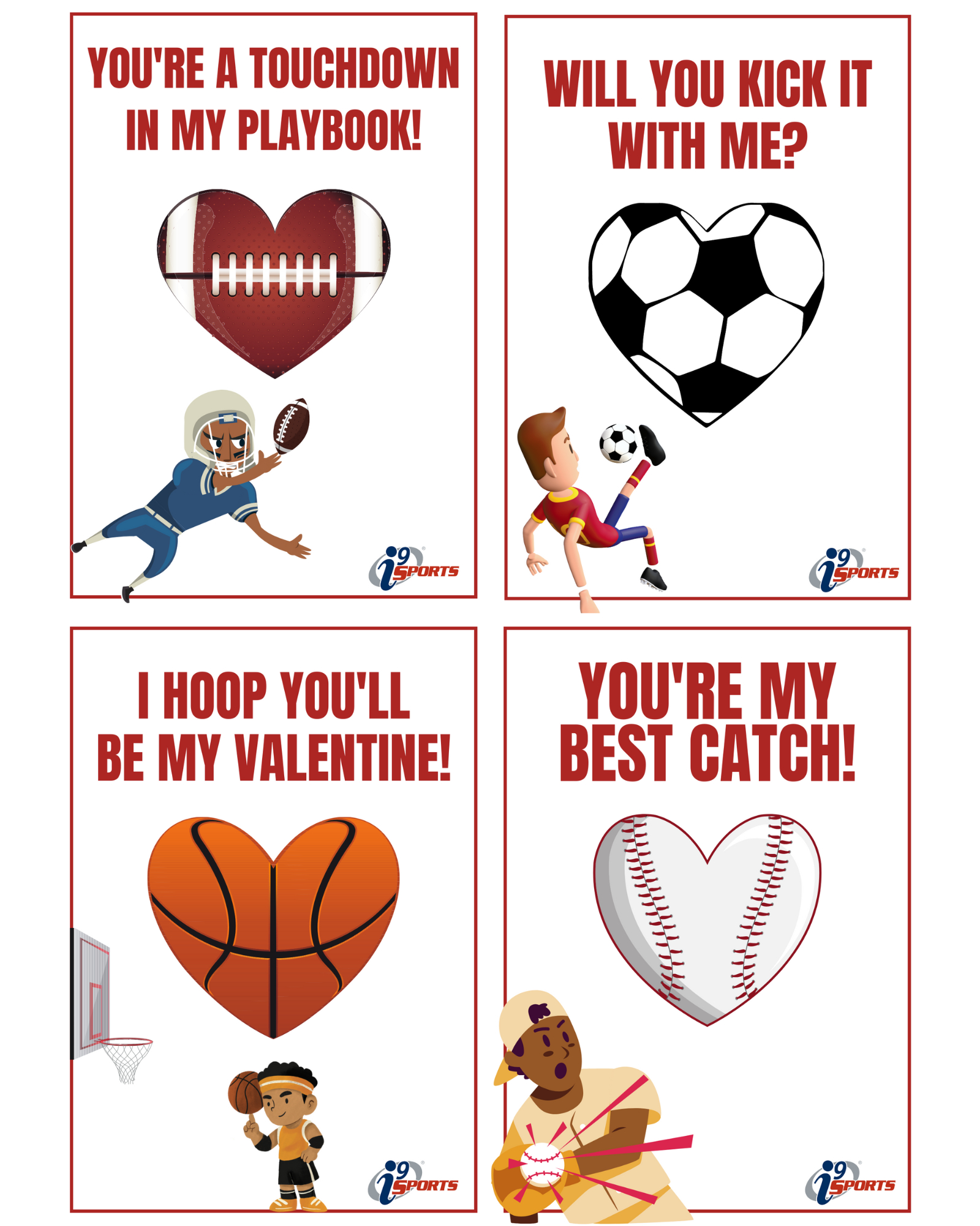 Printable Sports Themed Valentine&amp;#039;S Day Cards - I9 Sports® inside Free Printable Sports Valentines