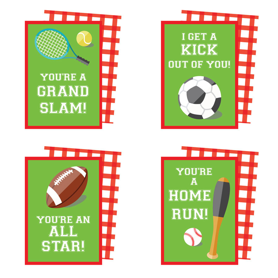 Printable Sports Valentines Cards with Free Printable Sports Valentines
