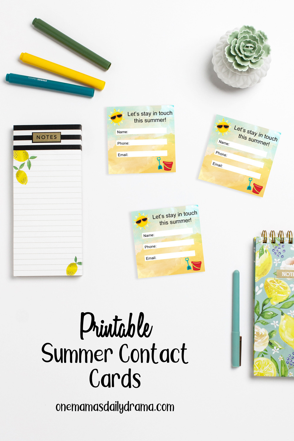 Printable Summer Contact Cards For Kids To Stay In Touch for Free Printable Keep in Touch Cards