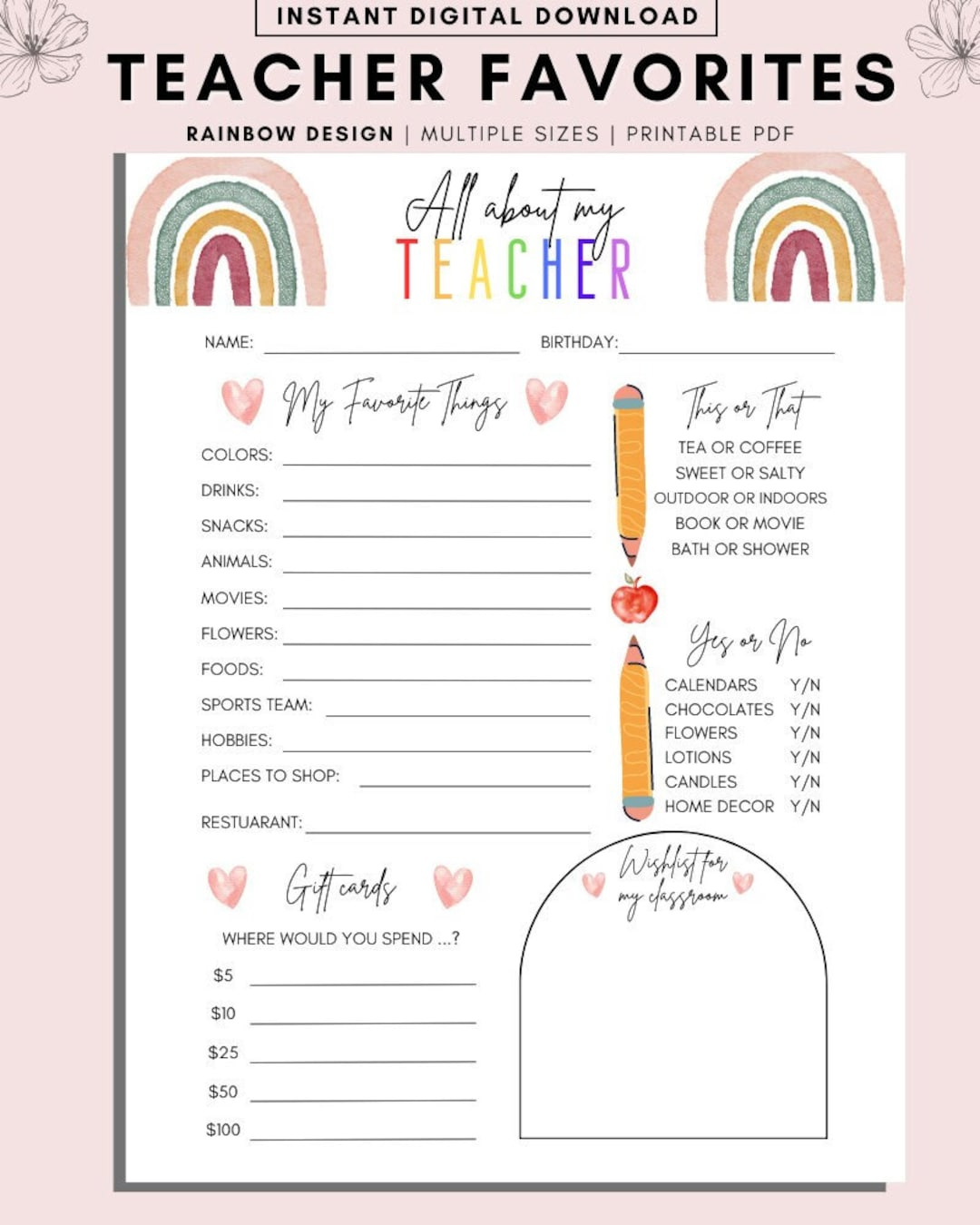 Printable Teacher Questionnaire, Getting To Know You Questionnaire regarding Free Printable Teacher Questionnaire