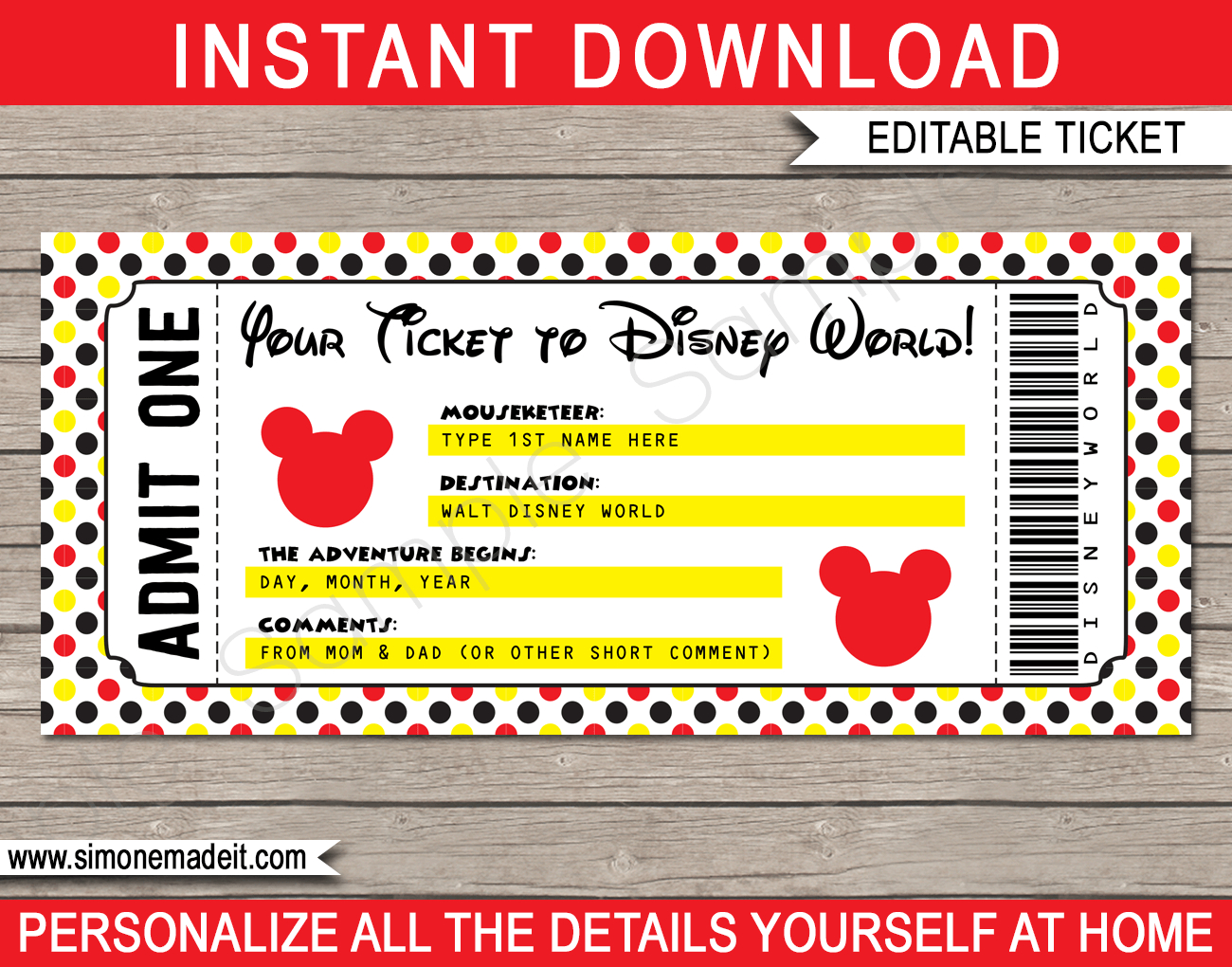 Printable Ticket To Disney World Template | Surprise Trip To intended for Printable Disney Ticket Template Free