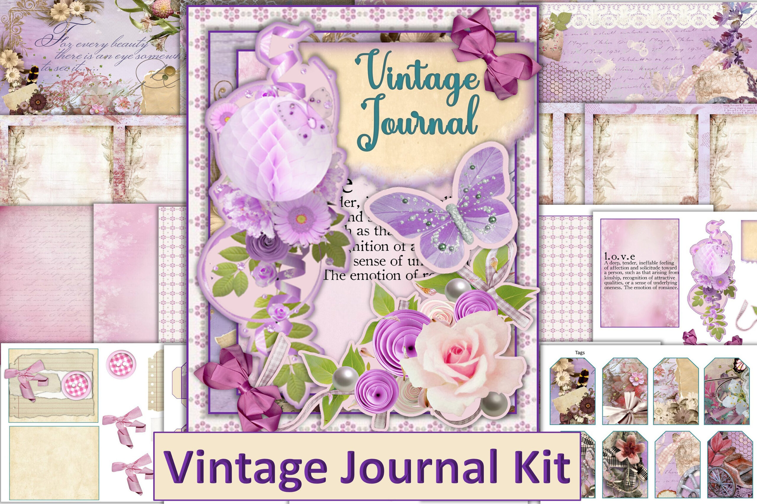 Printable Vintage Junk Journal Kit throughout Free Printable Junk Journal Kits