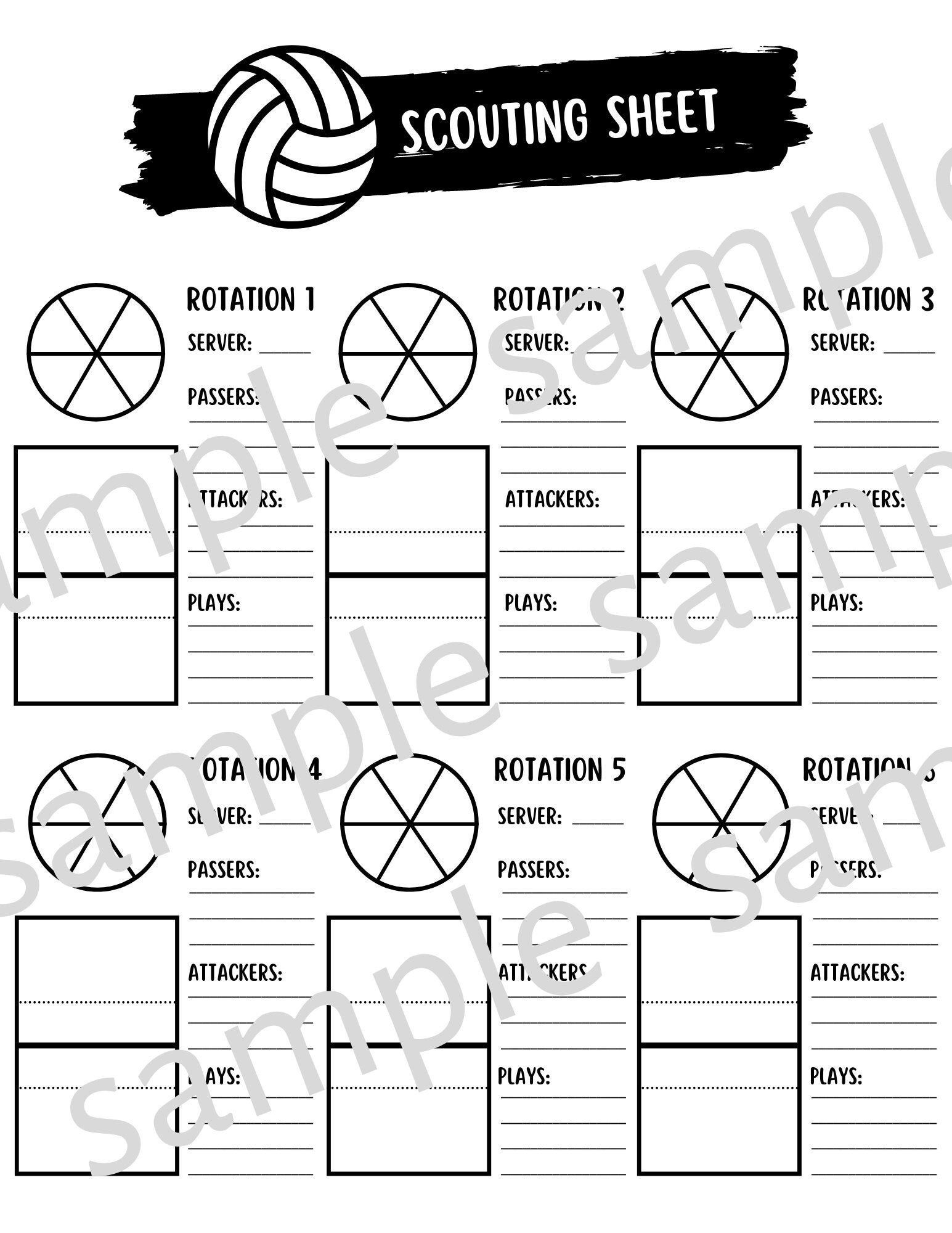 Printable Volleyball Rotation Sheet - Etsy New Zealand for Printable Volleyball 5 1 Rotation Cheat Sheet