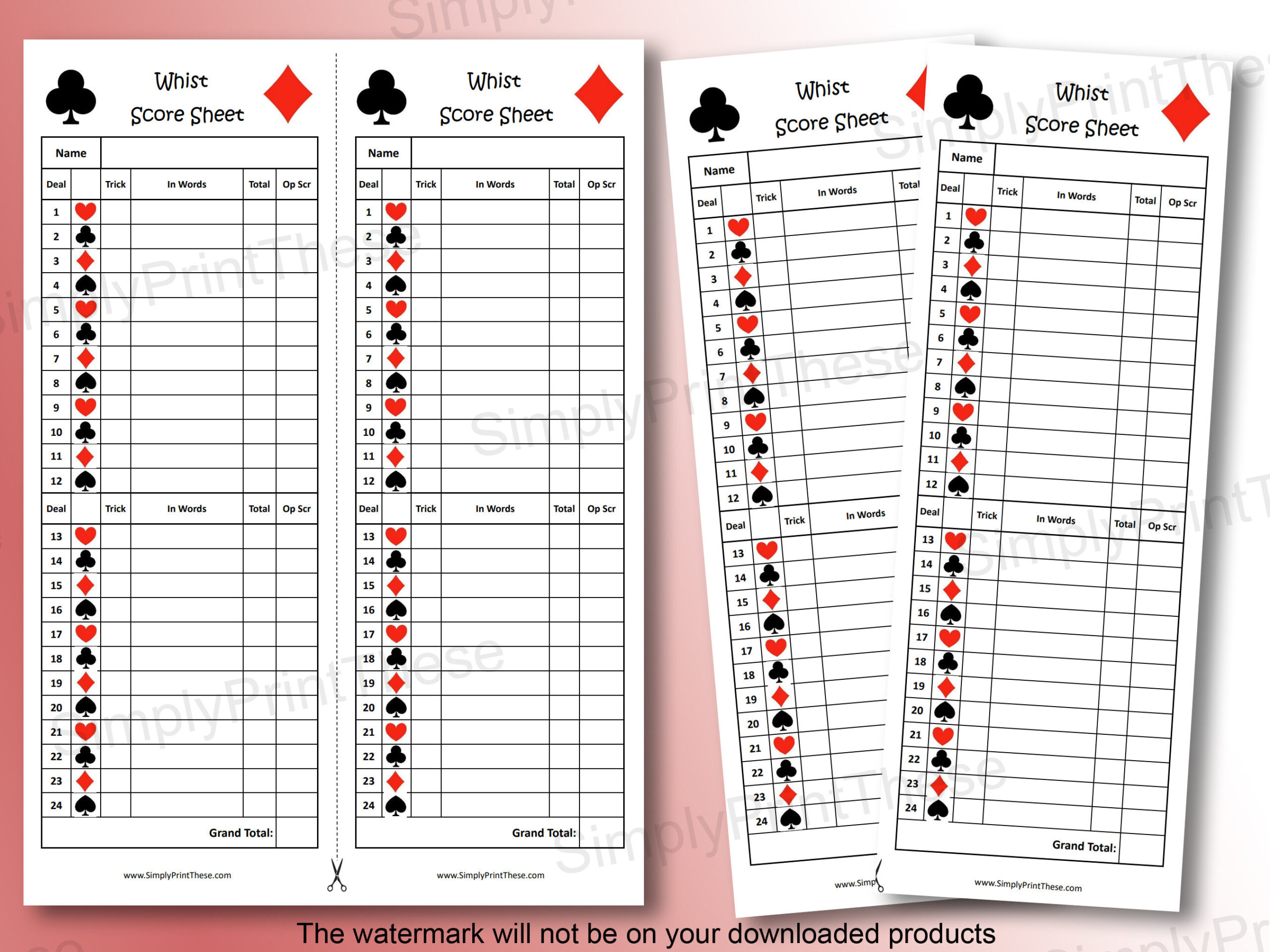 Printable Whist Score Sheets To Record Your Whist Card Games pertaining to Printable Free Whist Score Card Template