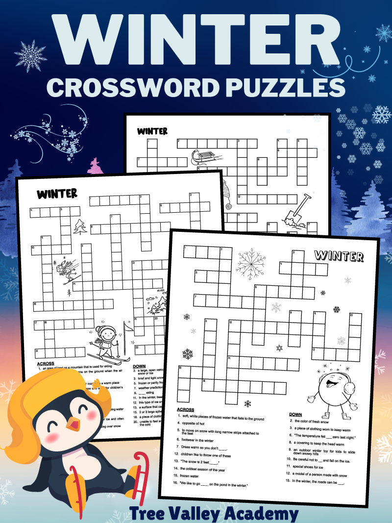 Printable Winter Crossword Puzzles For Kids - Tree Valley Academy throughout Winter Crossword Puzzle Free Printable