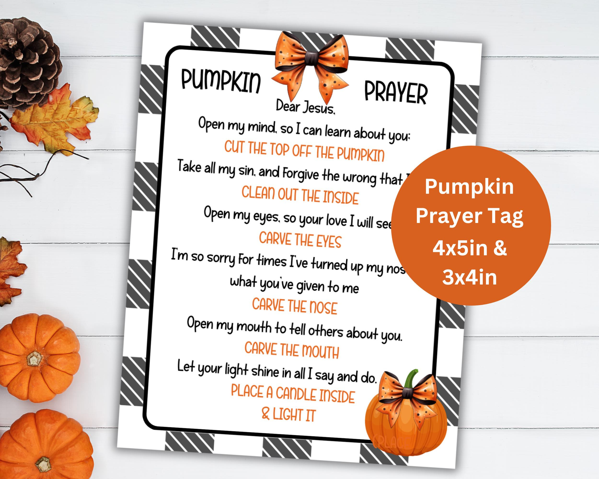 Pumpkin Prayer Treat Tag Printable, Pumpkin Gospel Poem, Kids in The Pumpkin Gospel Free Printable