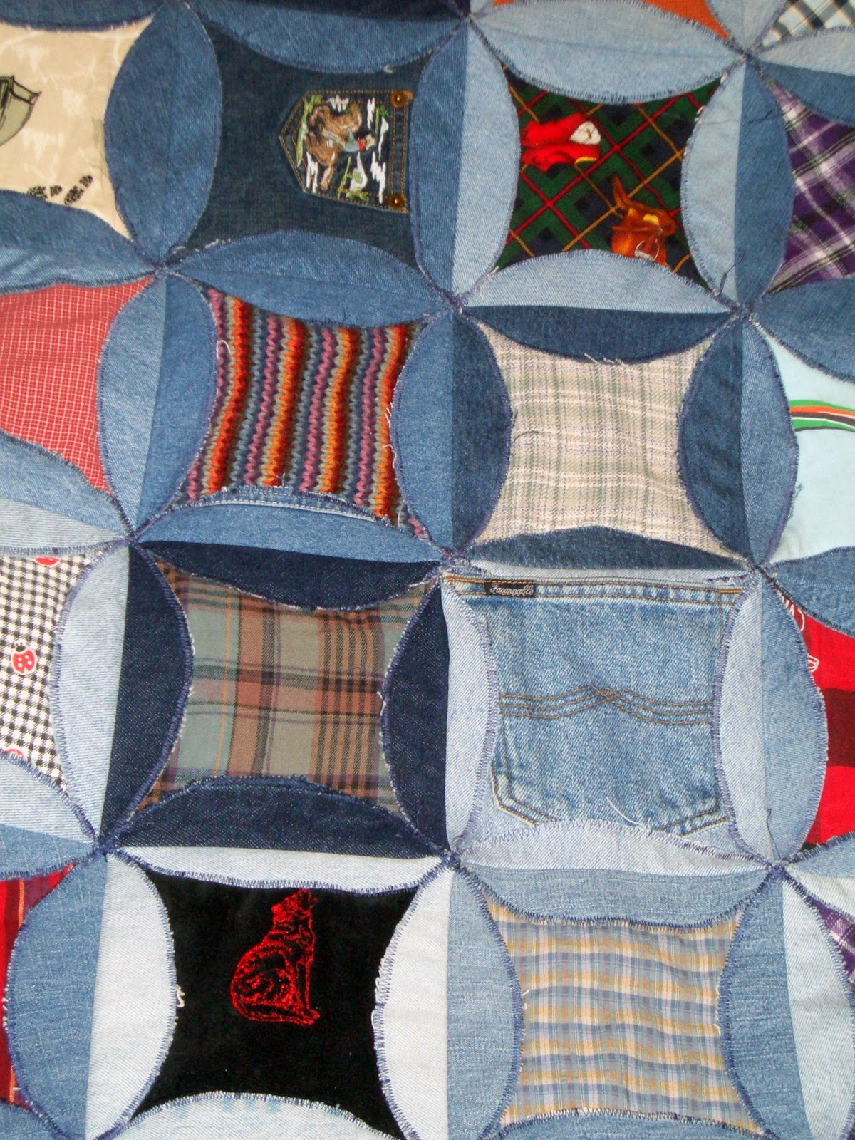 Quilt Inspiration: Faux Cathedral Windows From Denim Jeans regarding Free Printable Cathedral Window Quilt Pattern