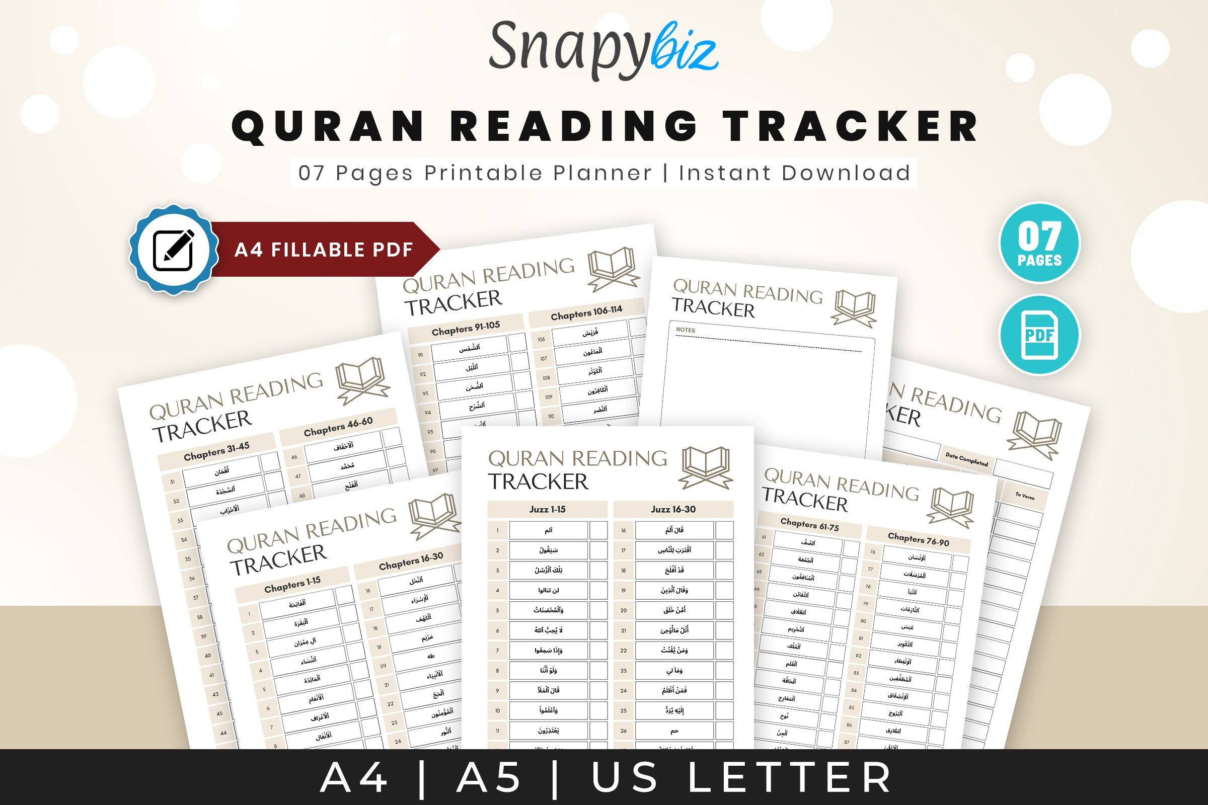 Quran Reading Tracker - Ramadan Planner Pdf for Ramadan Quran Printable