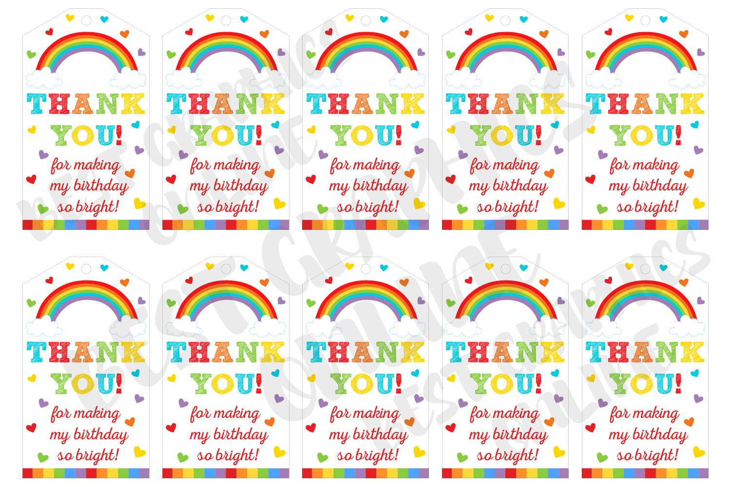 Rainbow Birthday Party Favor Tags, Printable Gift Tags in Free Printable Rainbow Gift Tags
