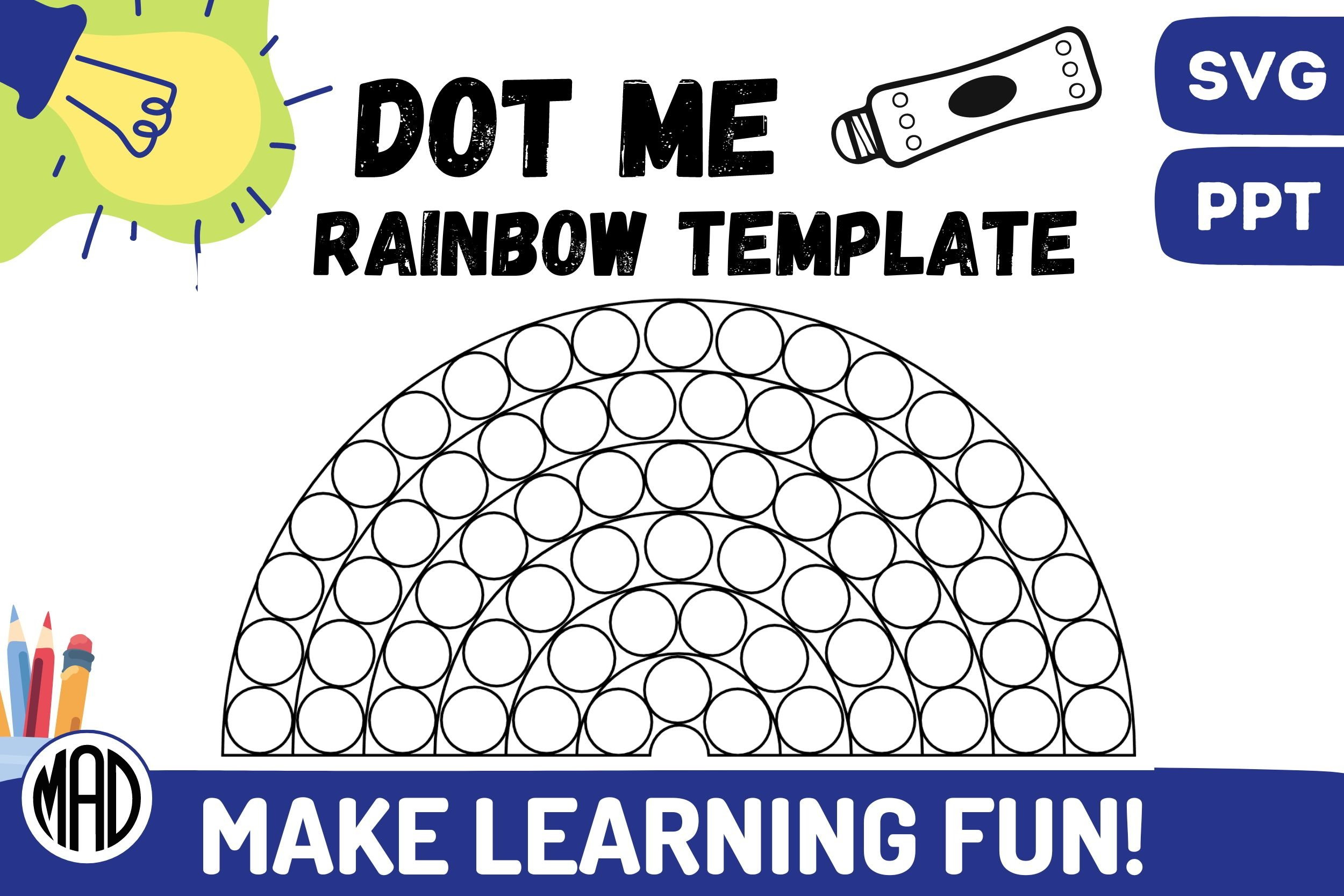 Rainbow Template For Dot Marker Art inside Free Printable Rainbow Dot Marker Printable