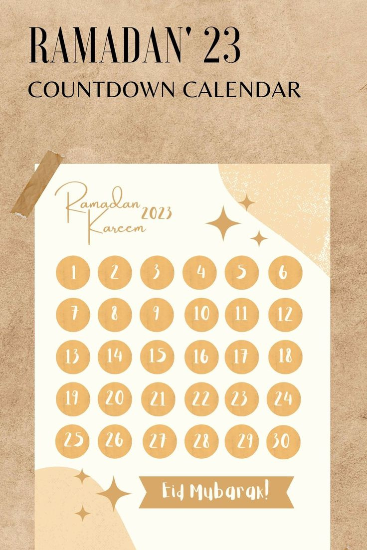 Ramadan 2023 Printable Calendar | Instant Download. intended for Printable Ramadan Coundown Calaendar