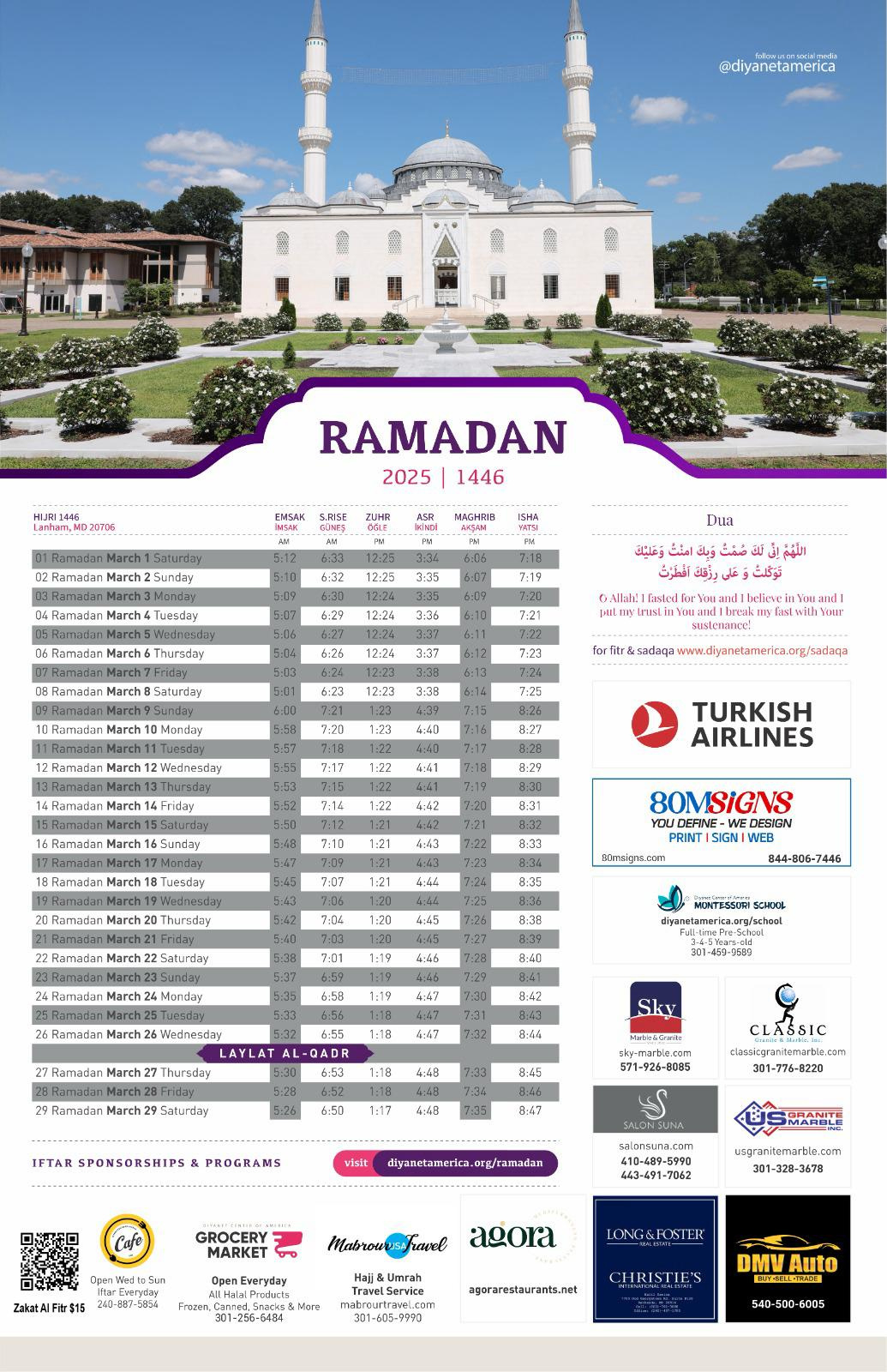 Ramadan 2025 « Diyanet Center Of America for Ramadan 2025 Time Table Nyc Printable