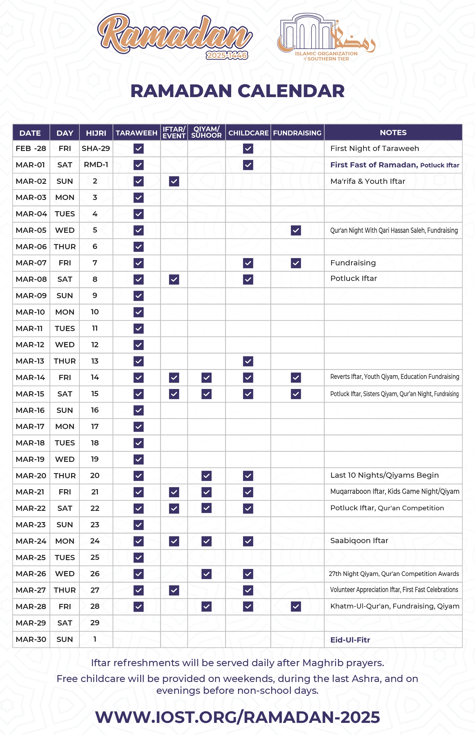 Ramadan 2025 – Iost with Ramadan 2025 Time Table Nyc Printable