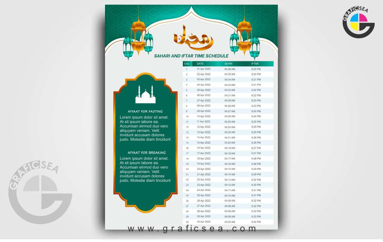 Ramadan 2025 Time Table Calendar Idea Template Cdr File Free inside Free Printable Ramadan Calendar 2025