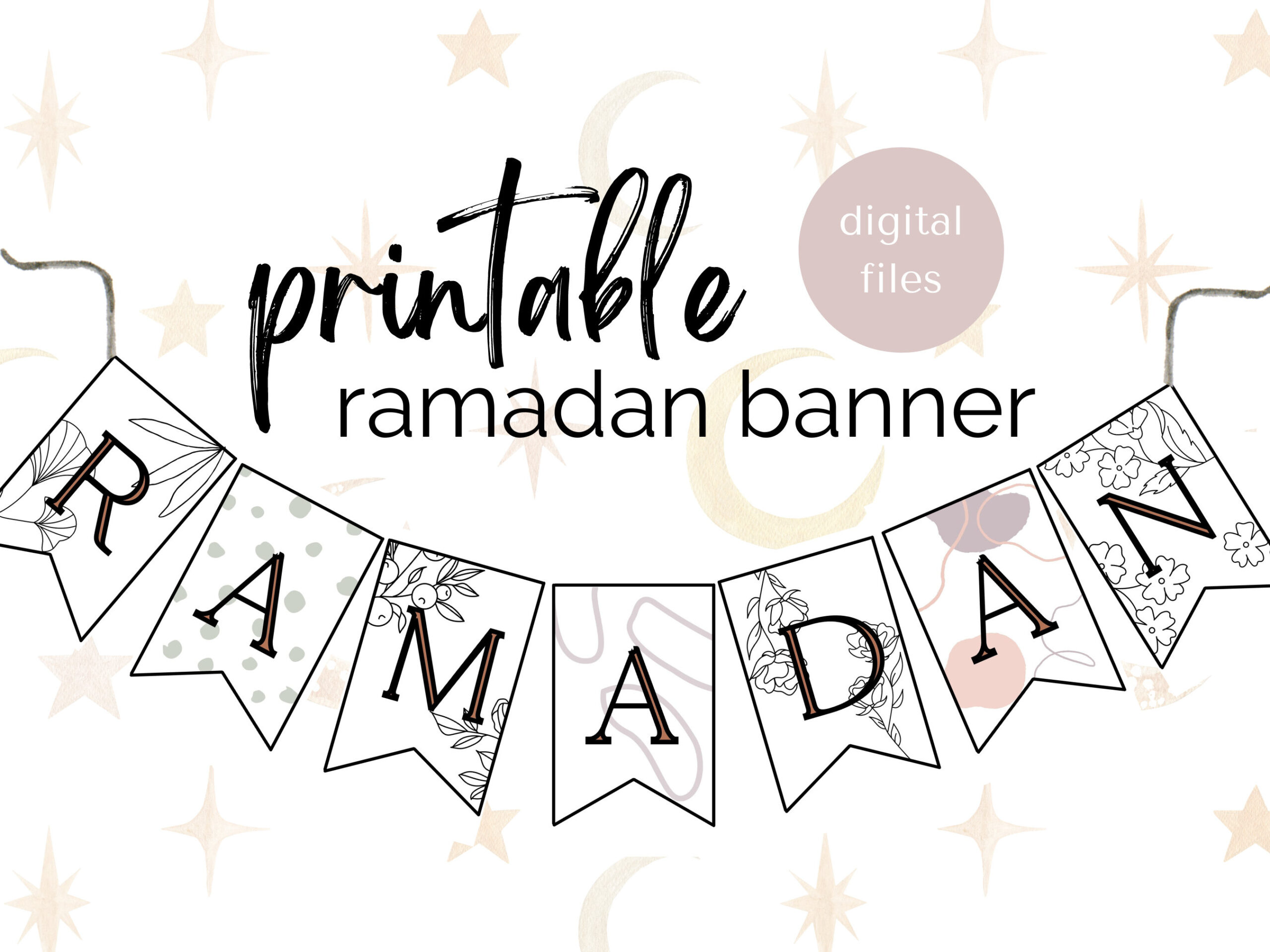 Ramadan Banner, Ramadan Mubarak Banner, Ramadan Printables for Ramadan Garland Printable