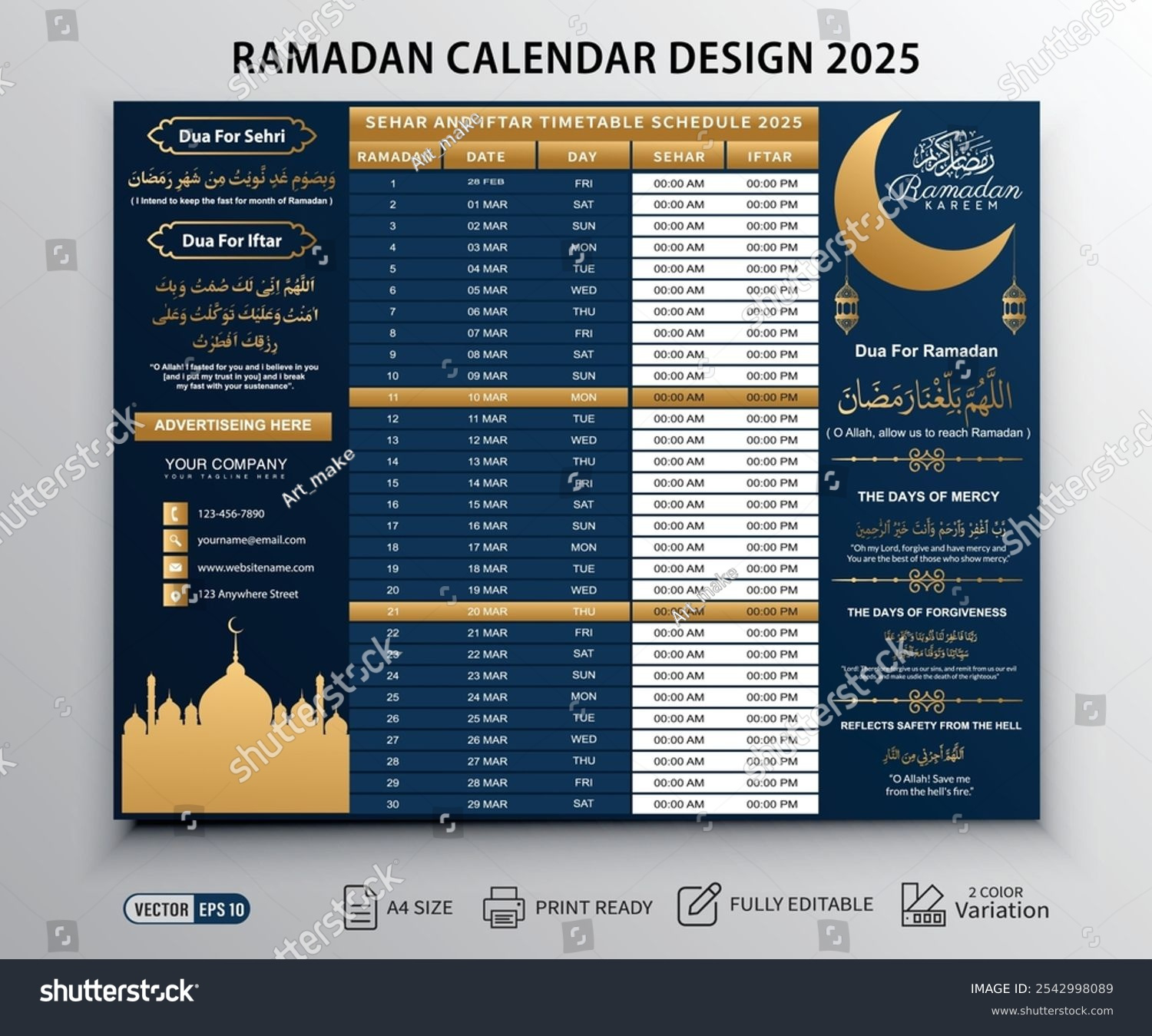 Ramadan Calendar Design Royalty-Free Images, Stock Photos in Ramadan Calendar 2025 Dubai Printable