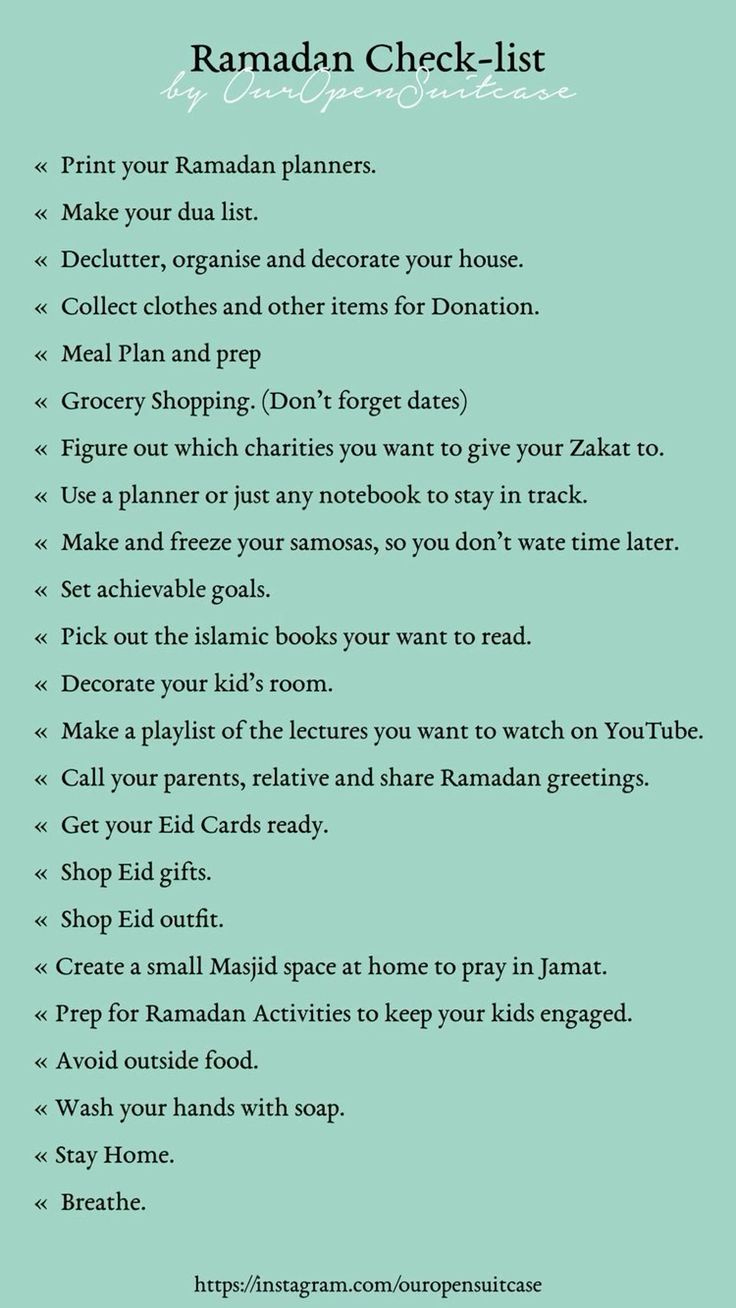 Ramadan Check-List intended for Ramadan Bucket List Printable