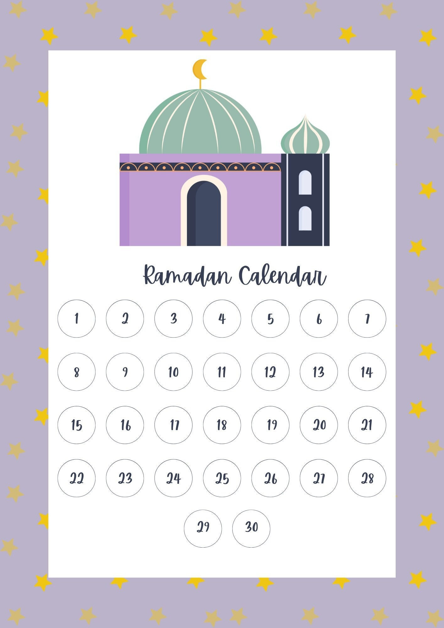 Ramadan Countdown Calendar, Ramadan Planner, Ramadan Tracker with Printable Ramadan Countdown Calendar