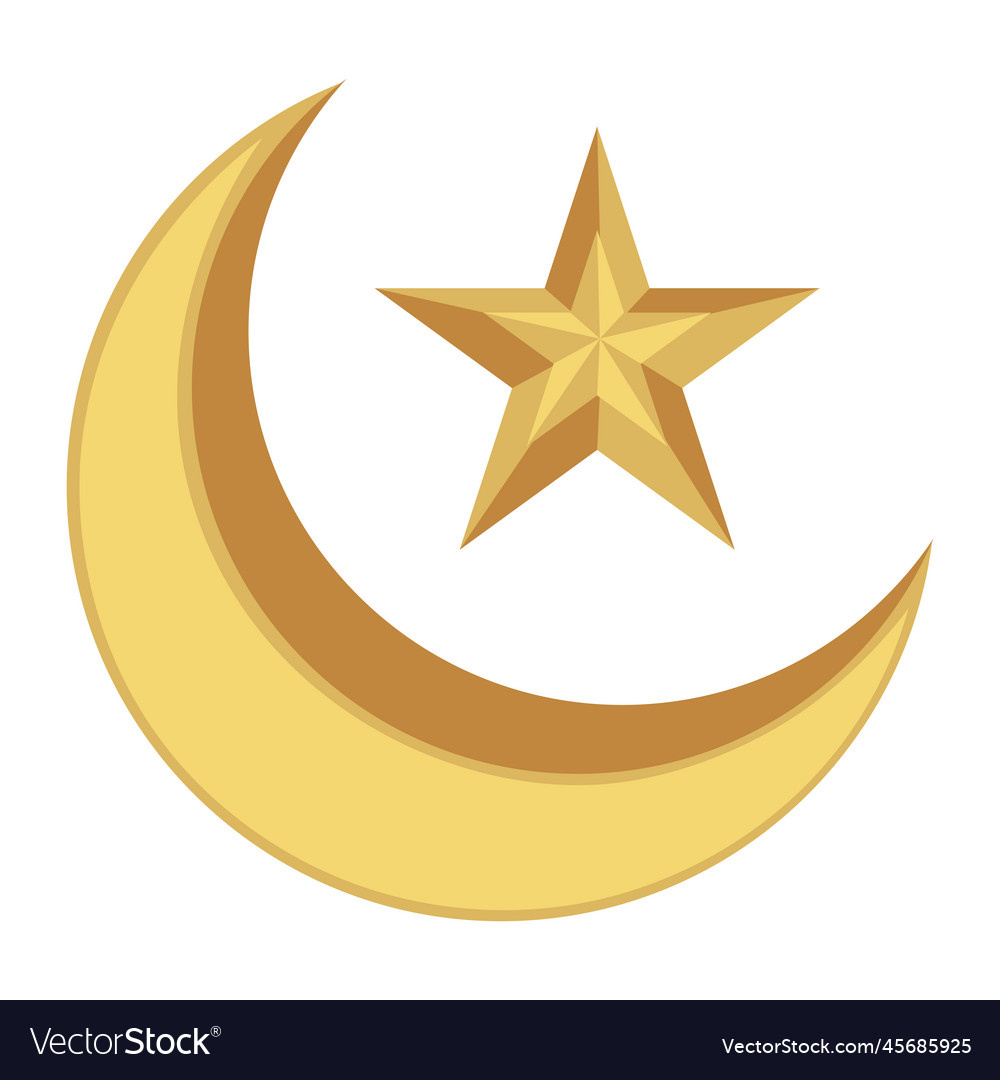 Ramadan Crescent Moon And Star Royalty Free Vector Image intended for Printable Moon For Ramadan