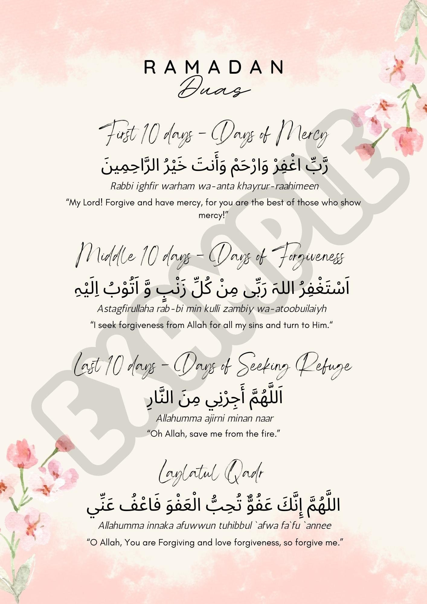 Ramadan Duas Digitaler Download Druckbare | Ramadan Dekor intended for Printable Ramadan Duas