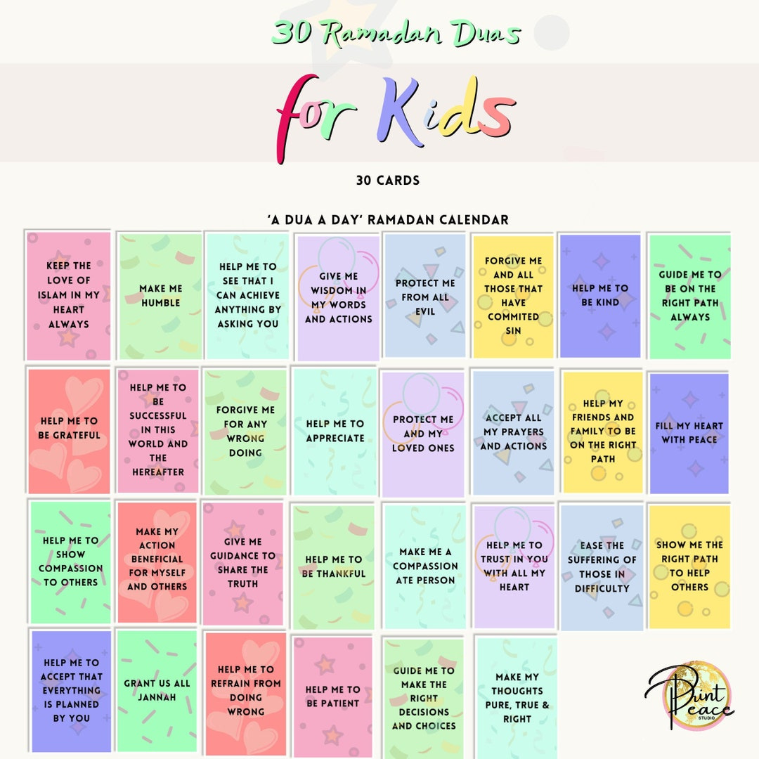 Ramadan Duas For Kids / Ramadan Printable Cards / Ramadan Activities / Ramadan Mubarak Cards / Duas For Kids / Ramadan Lent / Kids Activity! - Etsy throughout Printable Dua Cards For Ramadan