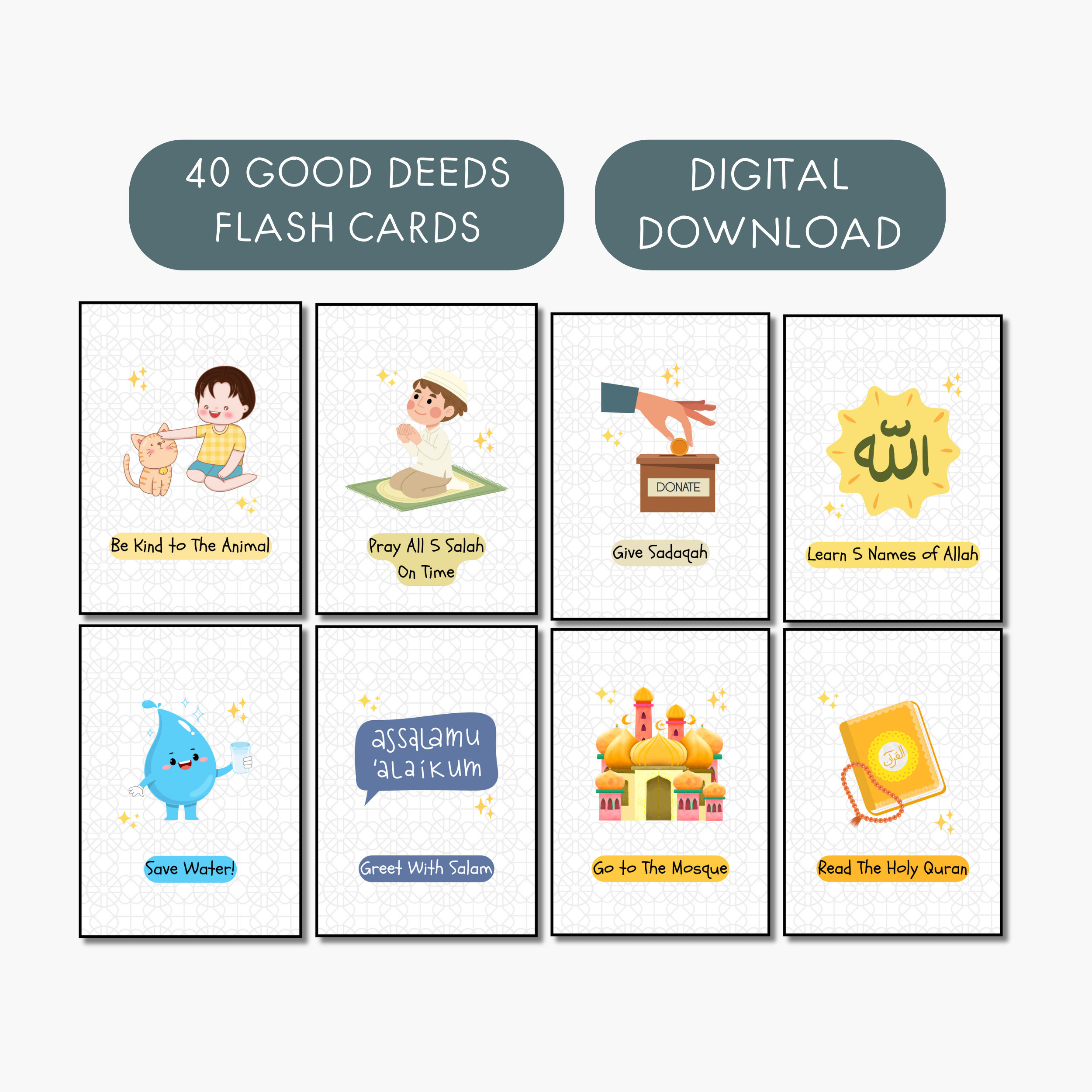 Ramadan Good Deeds Cards Printable, Ramadan Kids Activity, Islamic with Good Deeds Printable Ramadan