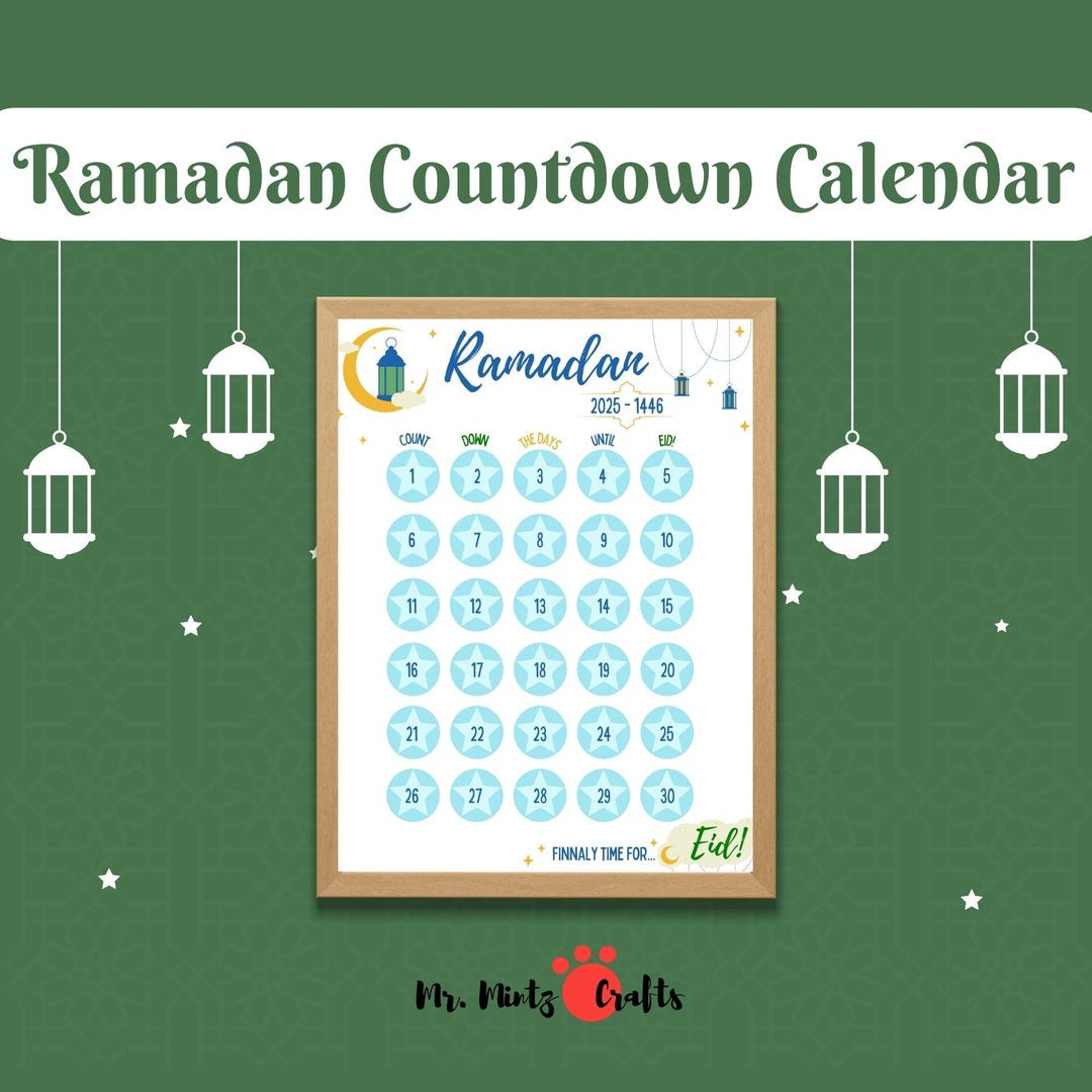 Ramadan-Kalender 2025 Für Kinder Zum Ausdrucken | Islamisches Kunsthandwerk Für Kinder | Ramadan Geschenk Eid Mubarak Ramadan Countdown Kalender in Ramadan 2025 Calendar Printable