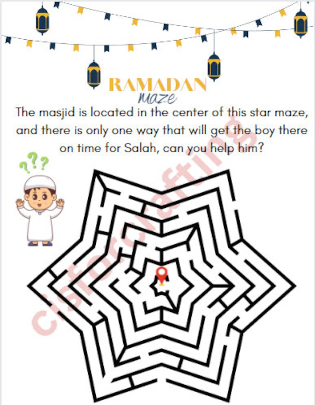 Ramadan Maze Printable, Masjid Maze, Ramadan Game, Printable inside Ramadan Maze Printable