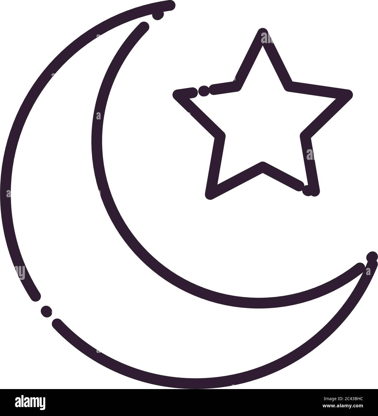 Ramadan Moon With Star Line Style Icon Design, Islamic Muslim pertaining to Printable Ramadan Moon And Star Template