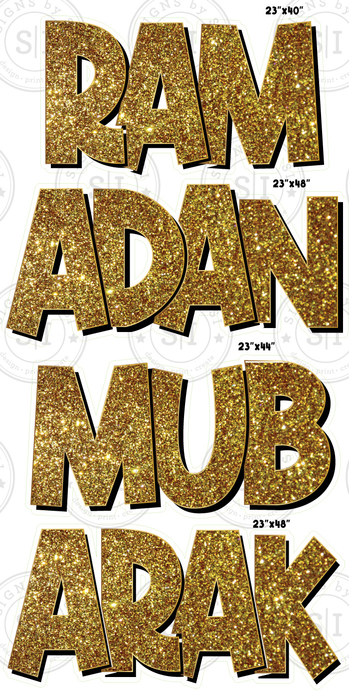 Ramadan Mubarak Alphakind 24&amp;quot; Gold Ez Set - 4 Pieces pertaining to Ramadan Mubarak Printable Letters