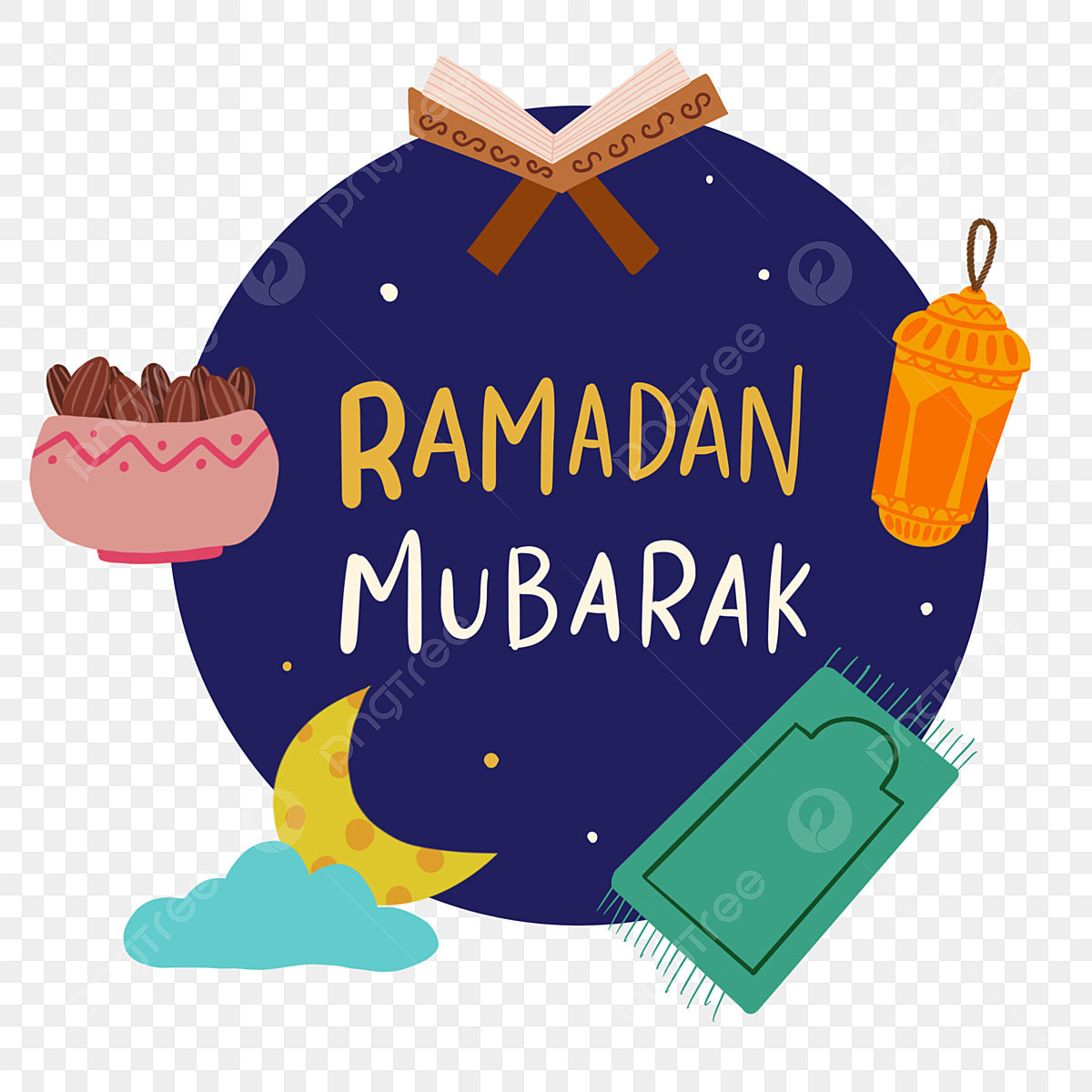 Ramadan Mubarak Png Transparent, Ramadan Mubarak Sticker Style for Ramadan Mubarak Printable Stickers