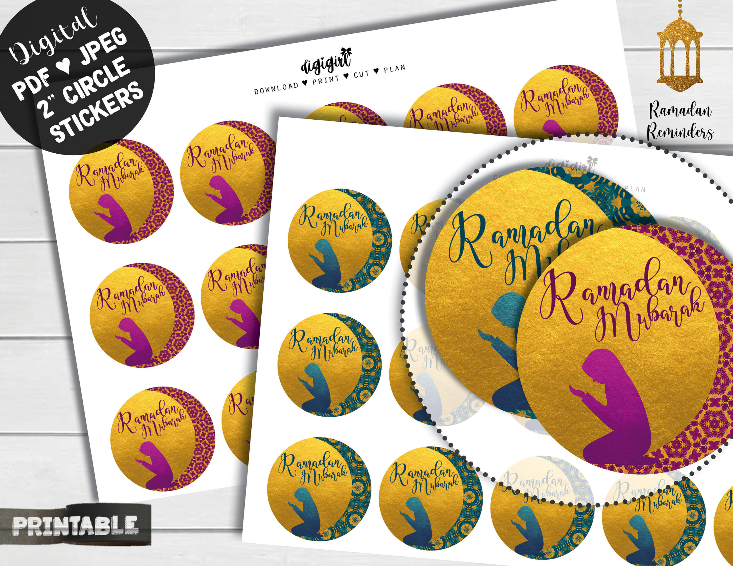 Ramadan Mubarak Printable Stickers Eid Stickers Ramadan Gift throughout Ramadan Stickers Printable