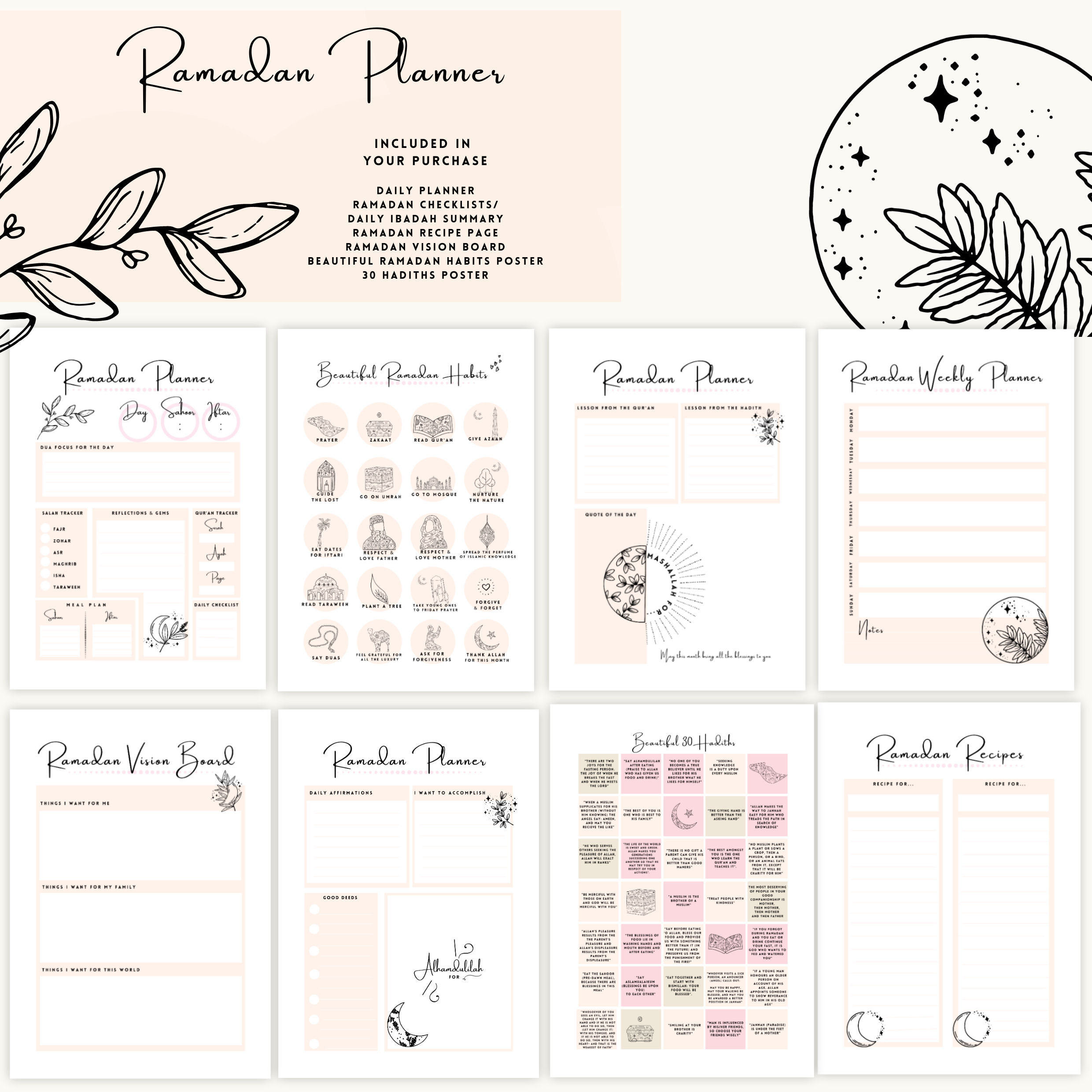 Ramadan Planer / Ramadan Organizer / Printable Ramadan Journal / Ramadan  Checkliste / Ramadan Daily Planner / Pink Muslim Planner / Jetzt for Printable Ramadan Planner