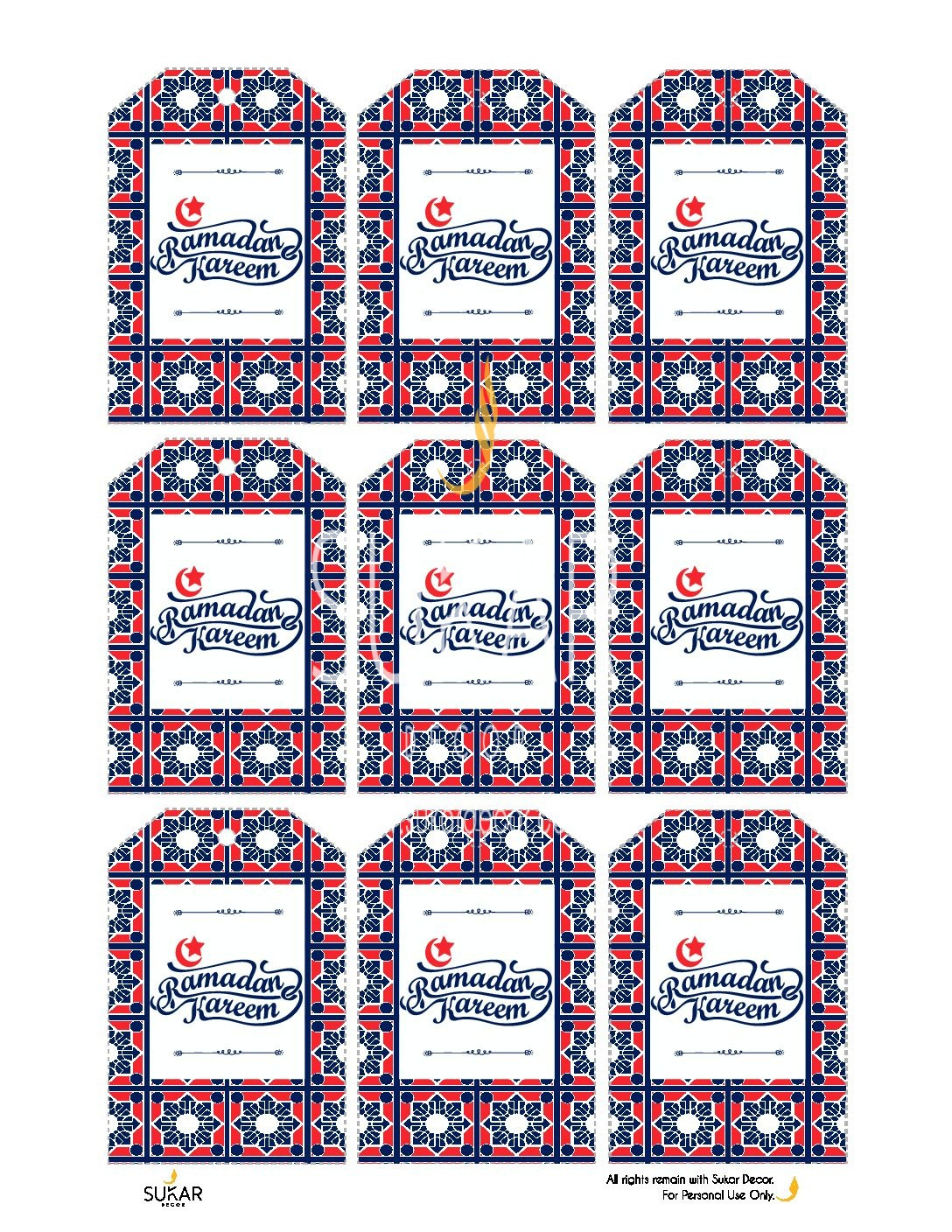 Ramadan Printable Gift Tags Sukar Decor - Sukar Decor Islamic Decor in Free Printable Ramadan Gift Tags
