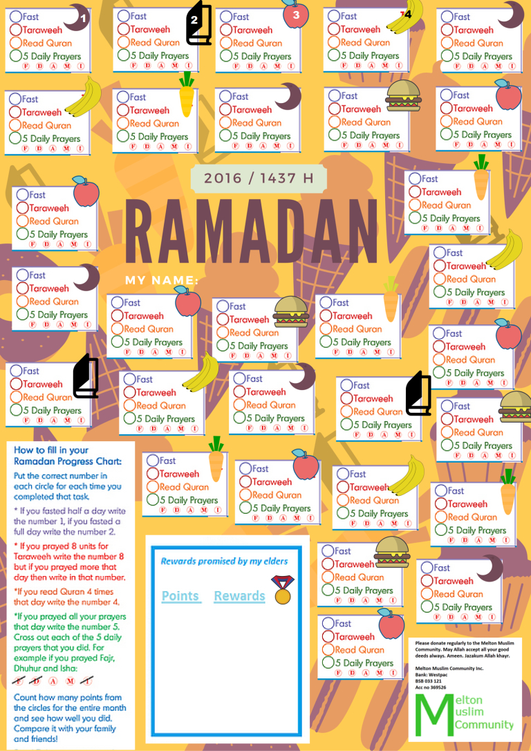 Ramadan Reward Chart 1 inside Printable Ramadan Chart