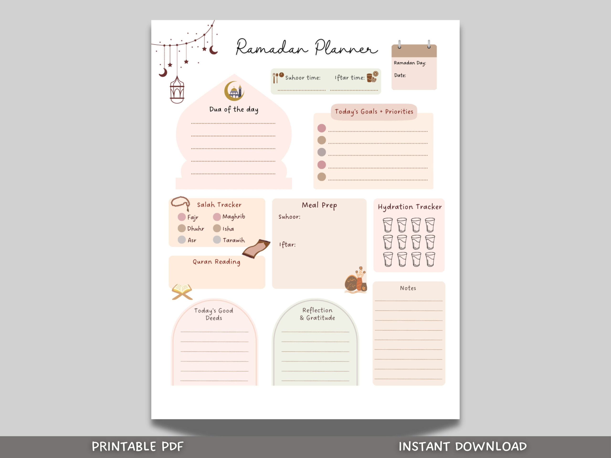 Ramadan Tagesplaner Printable, 2025 Ramadan Tracker Pdf within Free Ramadan Tracker Printables