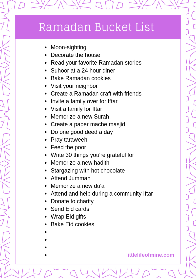 Ramadan To Do List within Ramadan Bucket List Printable