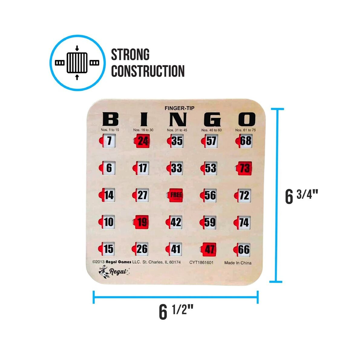 Regal Games - Finger-Tip Shutter Slide Bingo Cards - 25 Pack within Finger Tip Bingo Cards