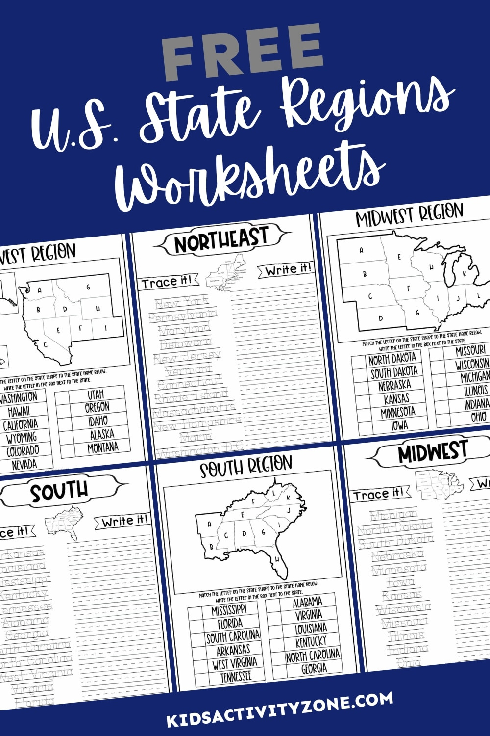 Regions Of The United States Worksheets - Kids Activity Zone within Printable 5 Regions of the United States Worksheets