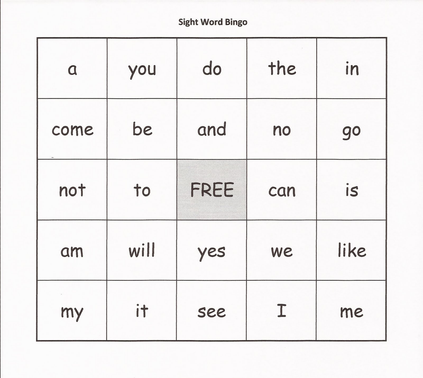 Relentlessly Fun, Deceptively Educational: Sight Word Bingo inside Sight Word Bingo Cards