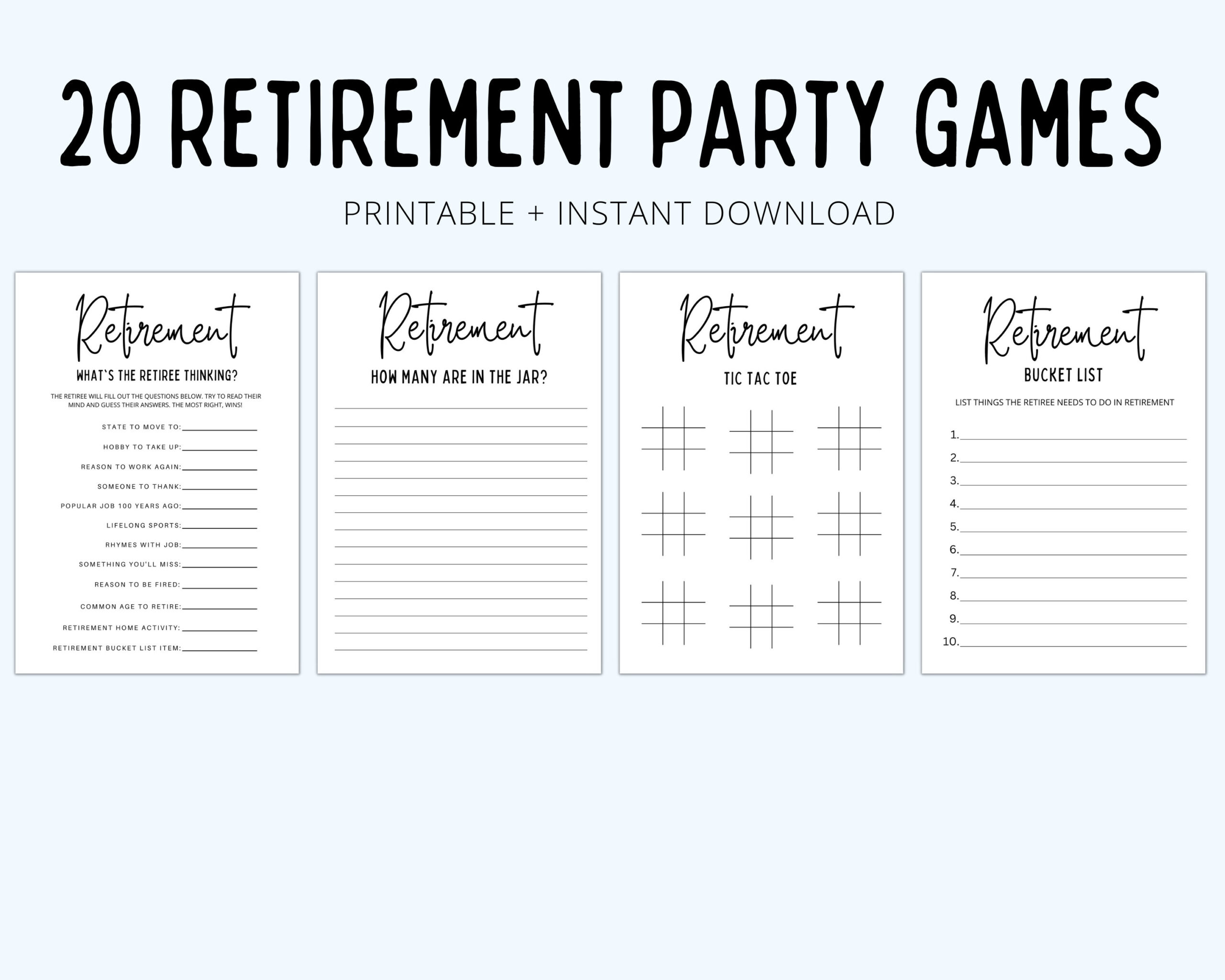 Retirement Party Games | Retirement Games | Retirement Games with Free Printable Retirement Party Games