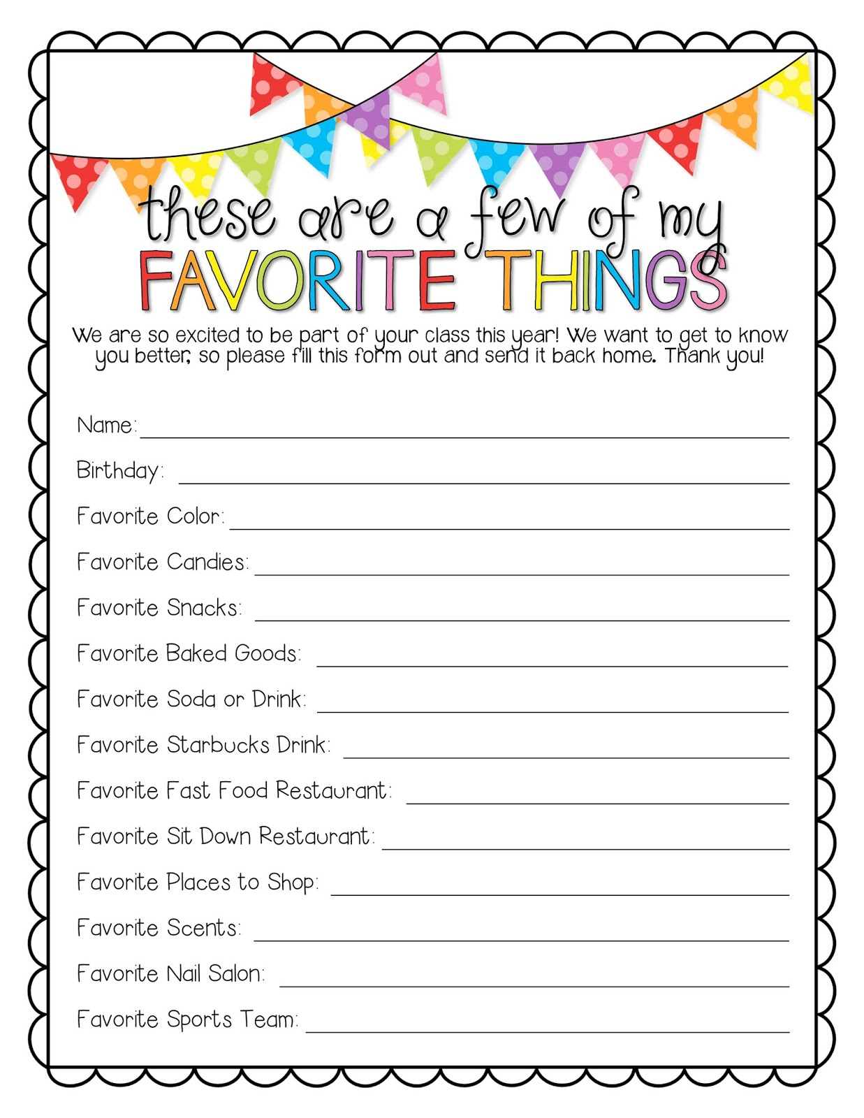 Richly Blessed: Teacher Questionnaire {Free Printable!} inside Teacher Favorites Free Printable
