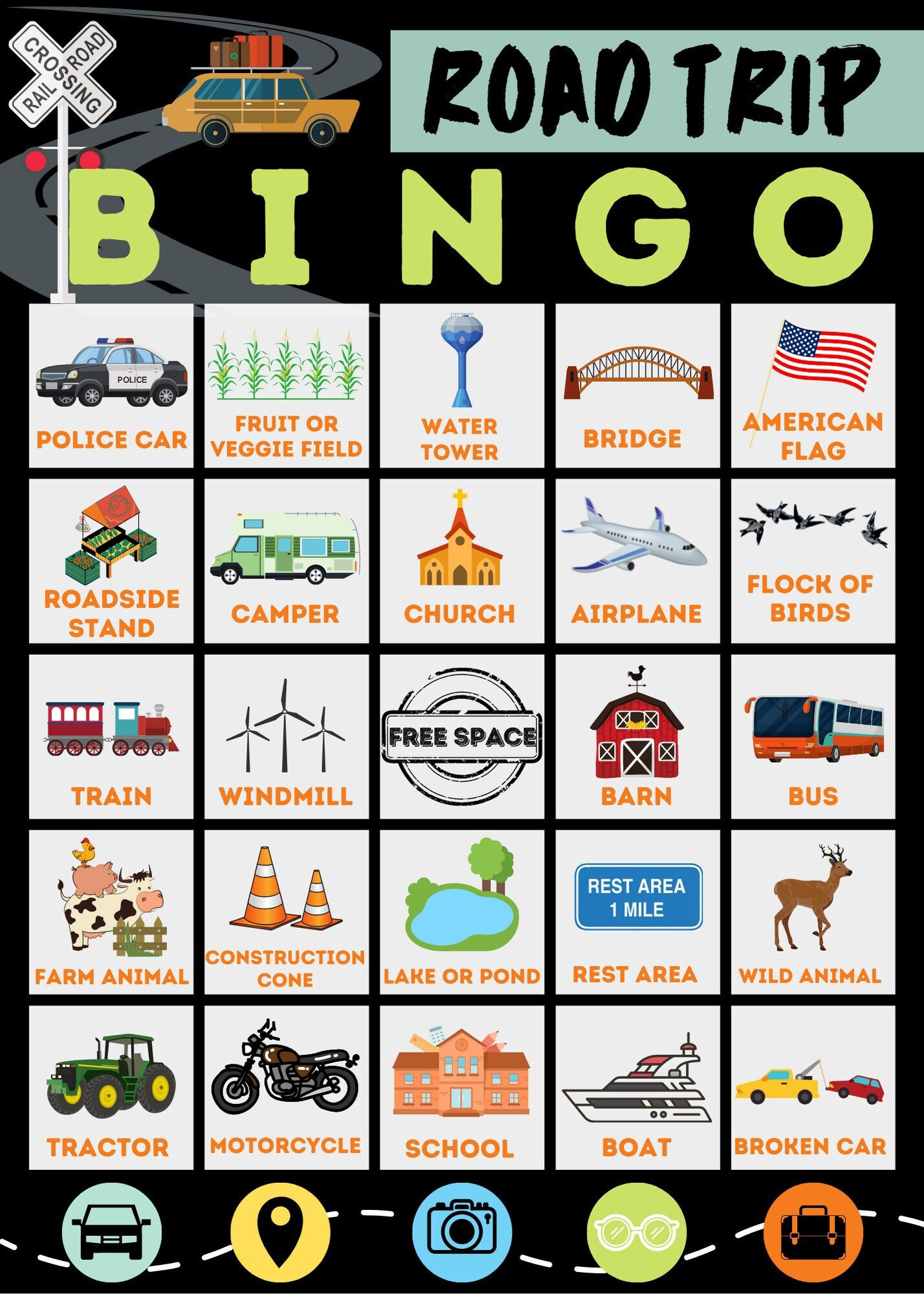 Road Trip Bingo (Druckbar) - Etsy.de intended for Road Trip Bingo Card